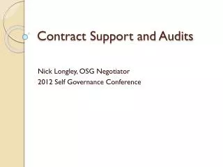 Contract Support and Audits