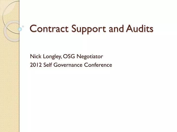 contract support and audits