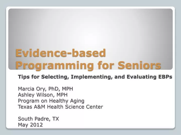 evidence based programming for seniors