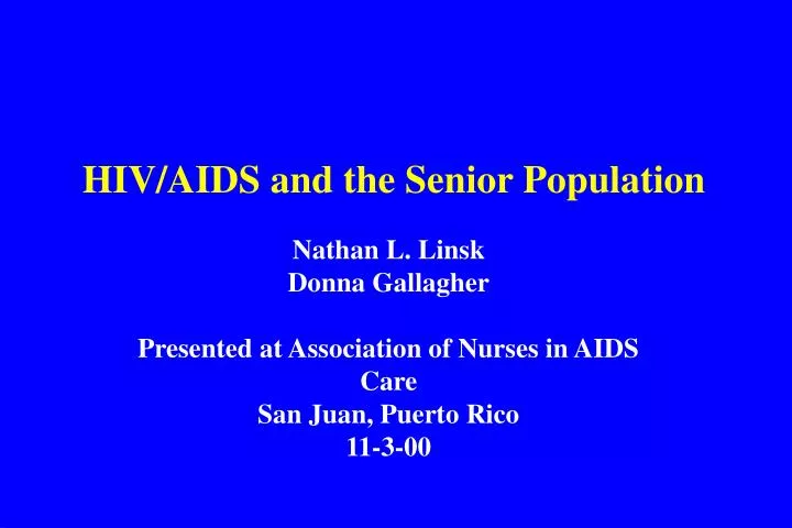 hiv aids and the senior population
