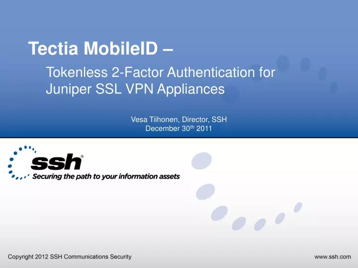 tectia mobileid tokenless 2 factor authentication for juniper ssl vpn appliances
