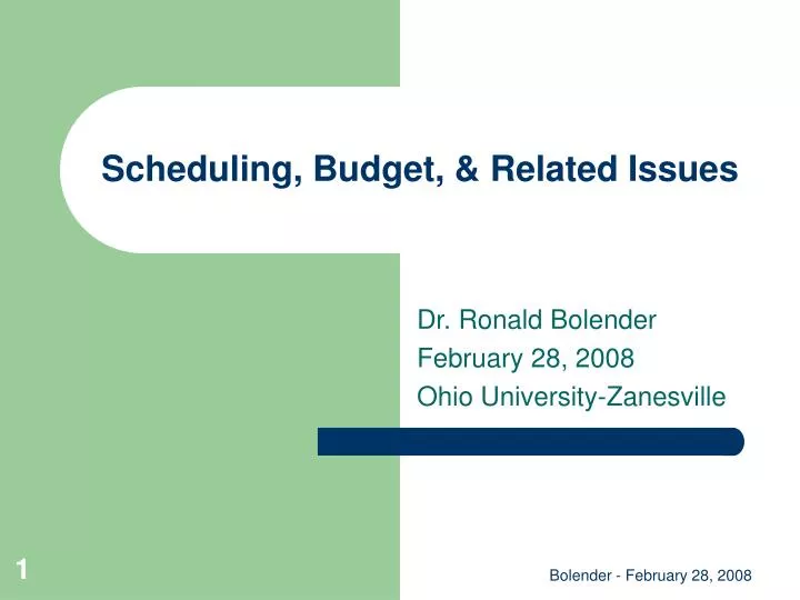 scheduling budget related issues