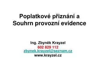 poplatkov p izn n a souhrn provozn evidence