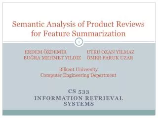 CS 533 Information Retrieval Systems