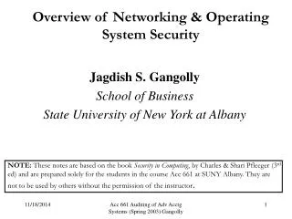 Overview of Networking &amp; Operating System Security