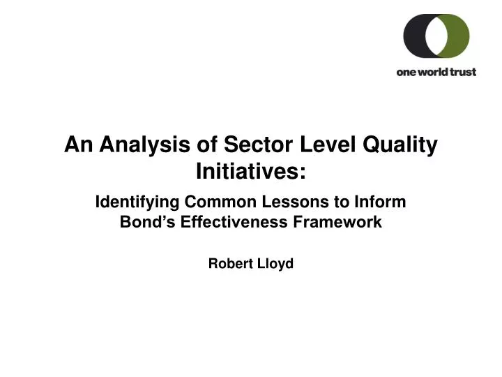 an analysis of sector level quality initiatives