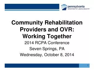 Community Rehabilitation Providers and OVR: Working Together