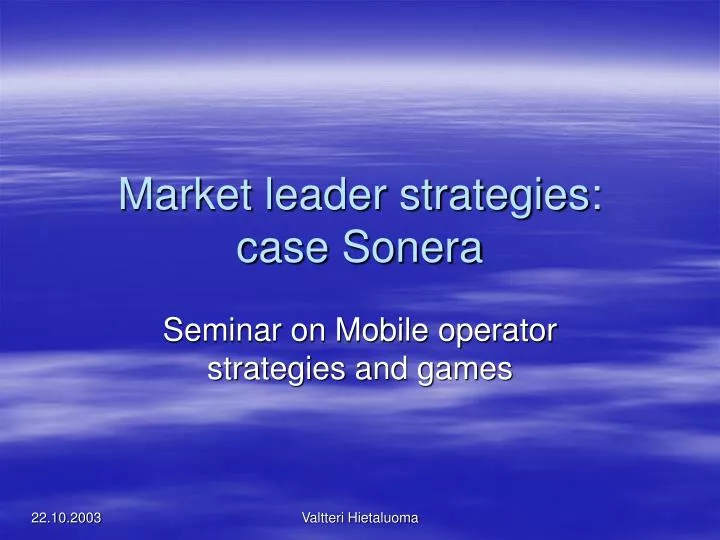 market leader strategies case sonera