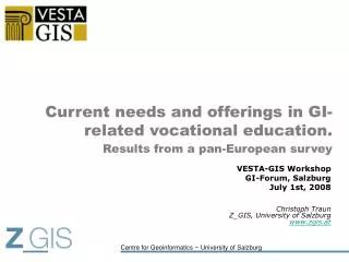 Current needs and offerings in GI-related vocational education. Results from a pan-European survey