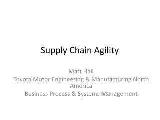 Supply Chain Agility