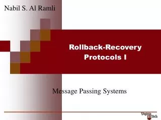 Rollback-Recovery Protocols I