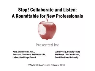 Stop! Collaborate and Listen: A Roundtable for New Professionals