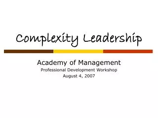 Complexity Leadership
