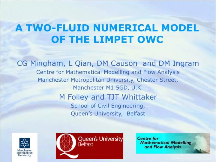 a two fluid numerical model of the limpet owc