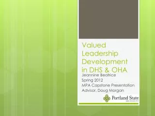 Valued Leadership Development in DHS &amp; OHA