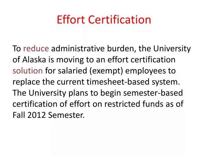 effort certification