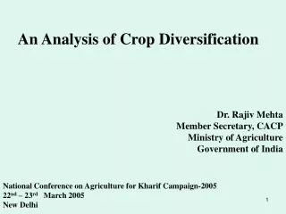An Analysis of Crop Diversification