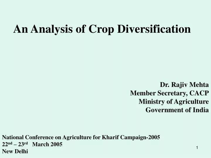 an analysis of crop diversification