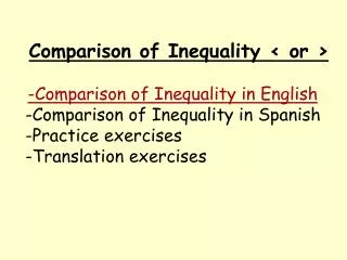 Comparison of Inequality &lt; or &gt; -Comparison of Inequality in English