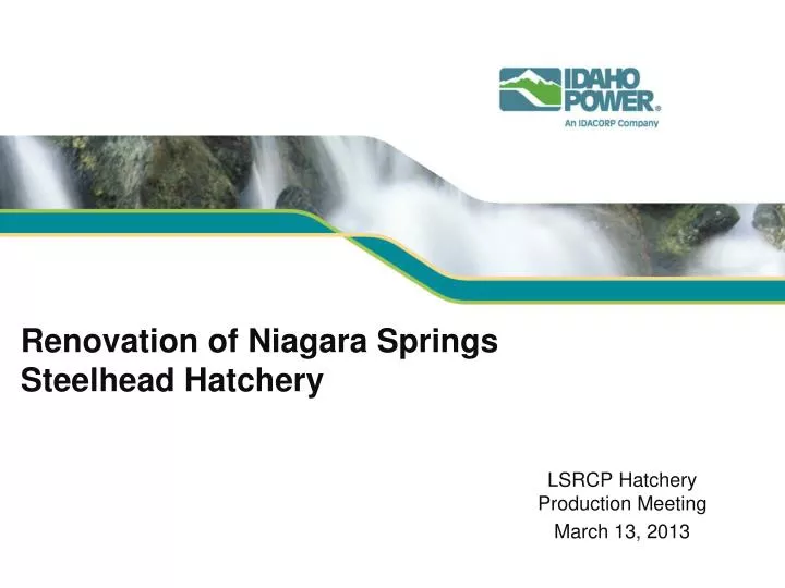 renovation of niagara springs steelhead hatchery