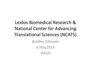 Leidos Biomedical Research &amp; National Center for Advancing Translational Sciences (NCATS)