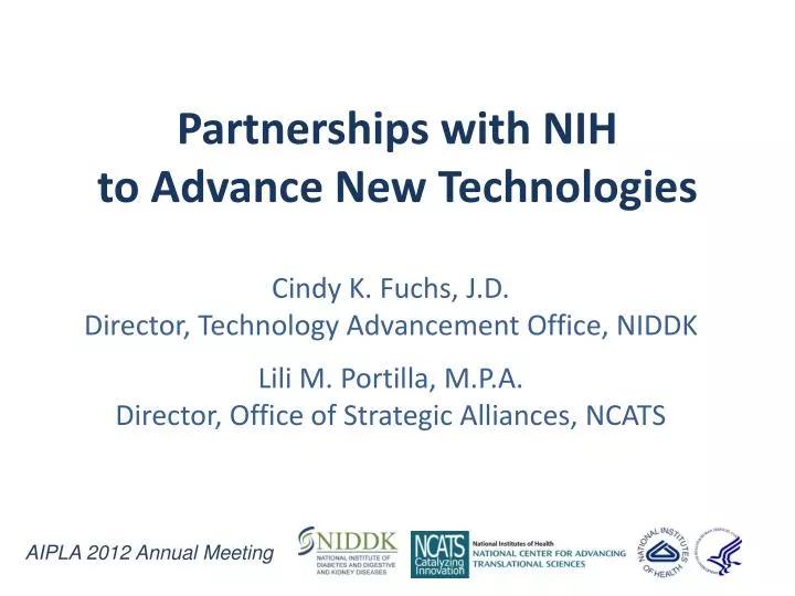 partnerships with nih to advance new technologies