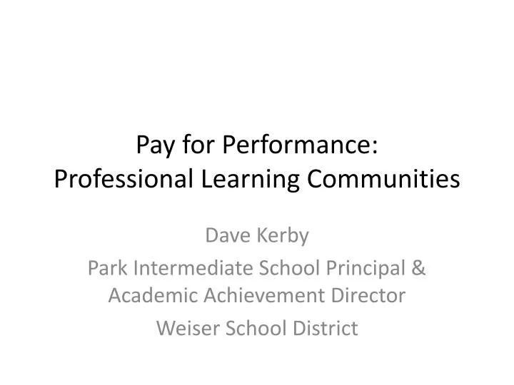 pay for performance professional learning communities