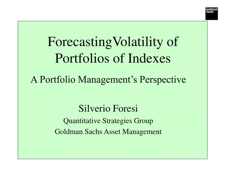 forecastingvolatility of portfolios of indexes