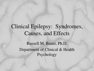 Clinical Epilepsy: Syndromes, Causes, and Effects