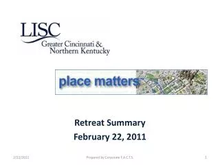 Retreat Summary February 22, 2011