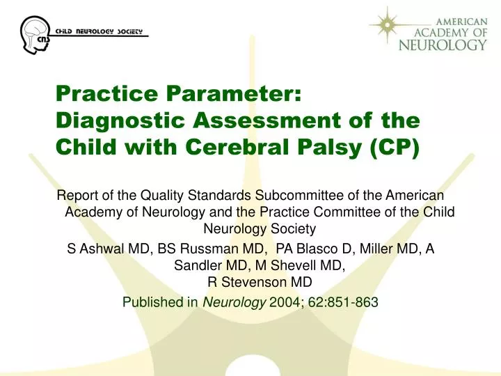 practice parameter diagnostic assessment of the child with cerebral palsy cp