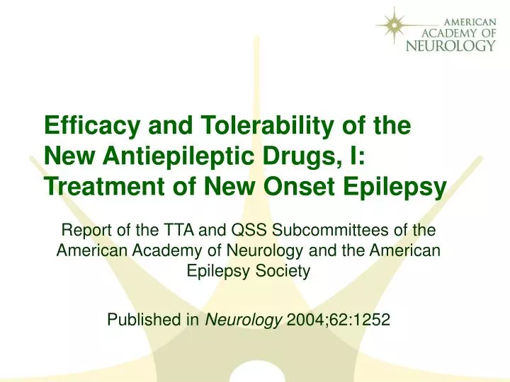 efficacy and tolerability of the new antiepileptic drugs i treatment of new onset epilepsy