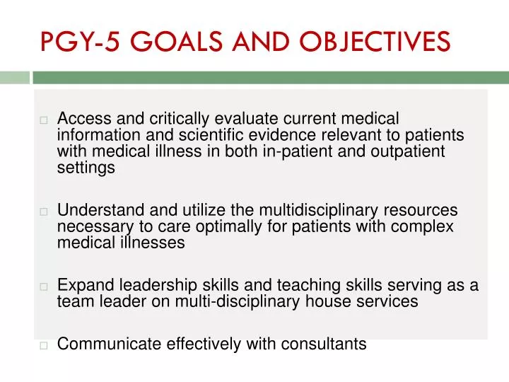 pgy 5 goals and objectives