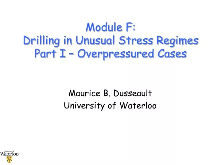 module f drilling in unusual stress regimes part i overpressured cases