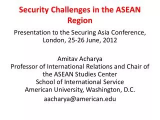 Security Challenges in the ASEAN Region