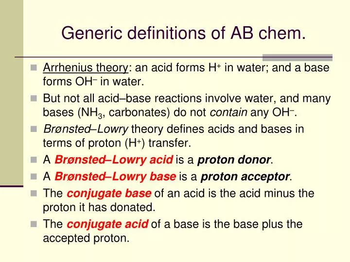 generic definitions of ab chem