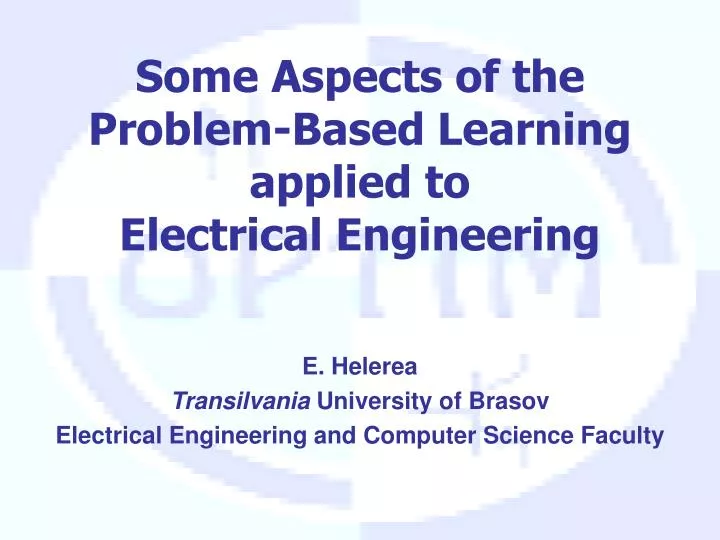 some aspects of the problem based learning applied to electrical engineering