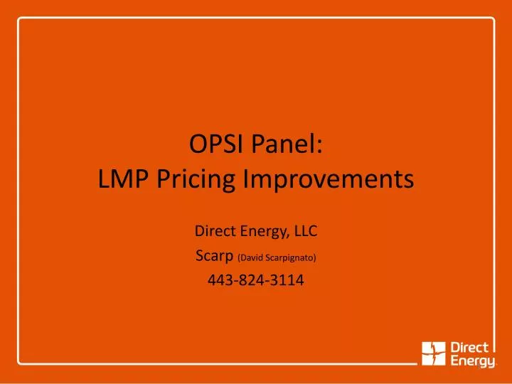 opsi panel lmp pricing improvements