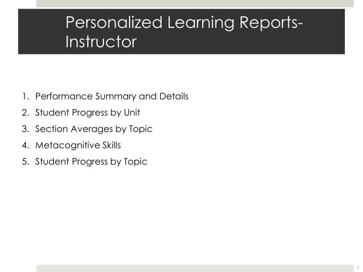 personalized learning reports instructor