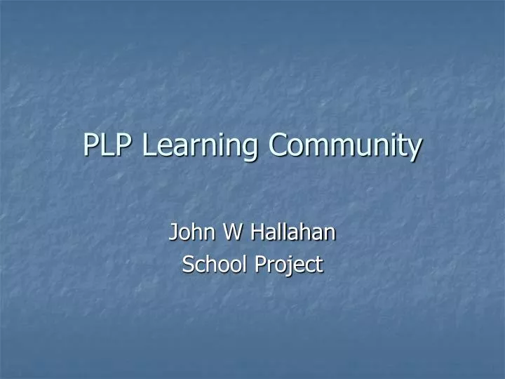 plp learning community