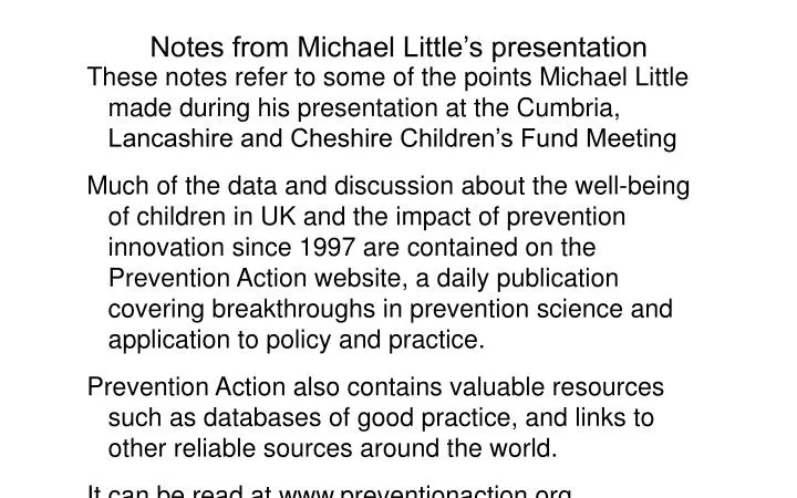 notes from michael little s presentation