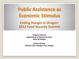 Public Assistance as Economic Stimulus