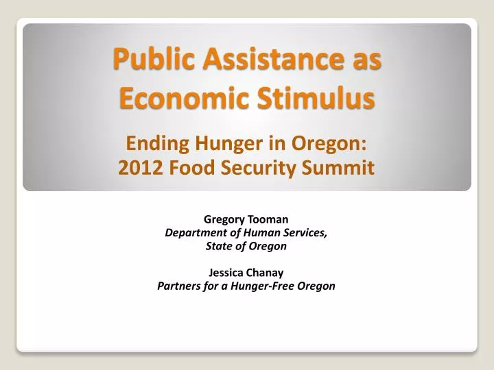 public assistance as economic stimulus