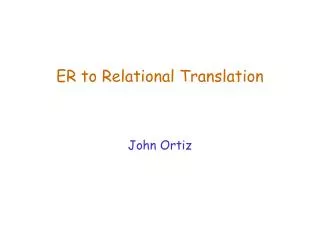 ER to Relational Translation