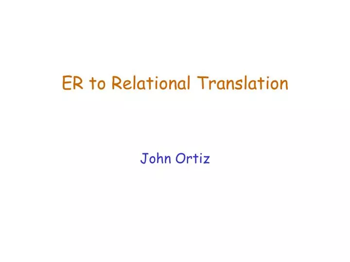 er to relational translation