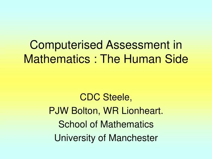 computerised assessment in mathematics the human side