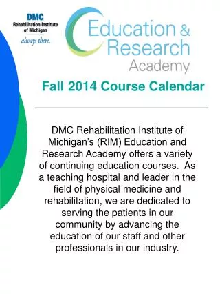 Fall 2014 Course Calendar