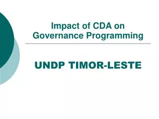 Impact of CDA on Governance Programming