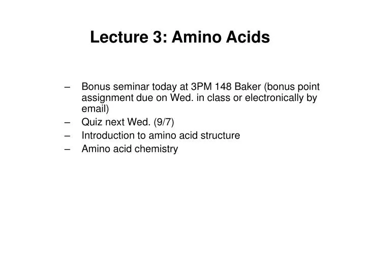 lecture 3 amino acids