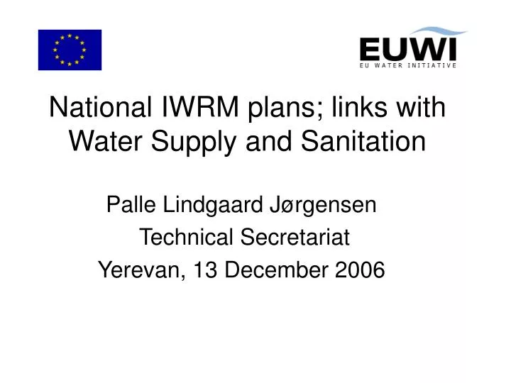 national iwrm plans links with water supply and sanitation